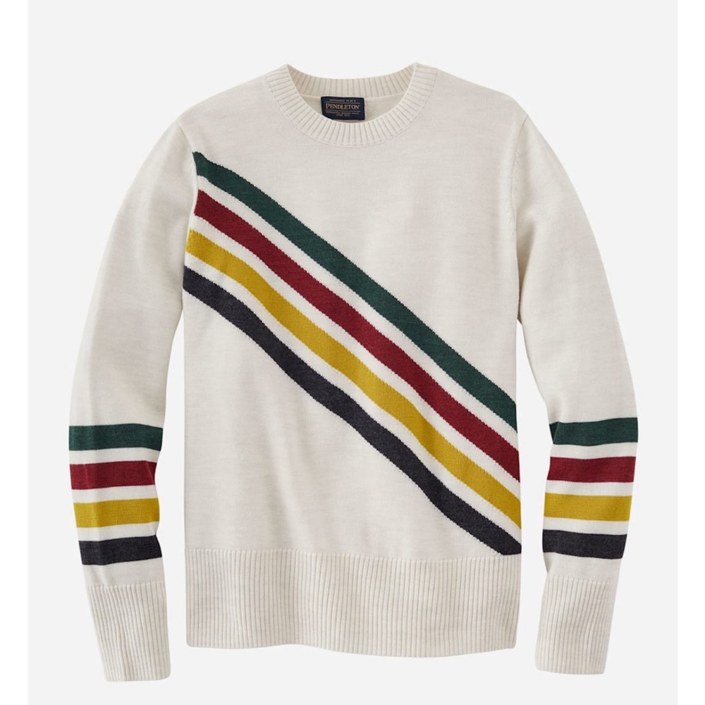 Pendleton Sweater Womens Sz XL Merino Wool Glacier Park Striped Crewneck NWT